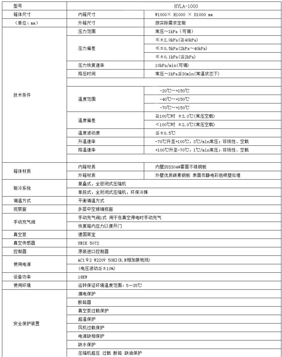 低氣壓高度試驗箱選型參數(圖1)